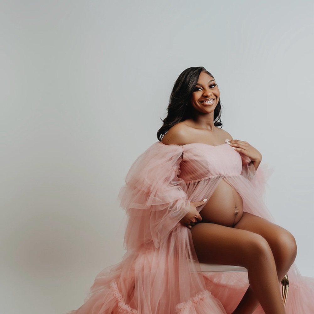 Tulle flow soft pink Maternity dress